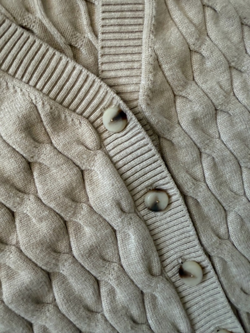 Marled Oatmeal Cable Knit Button Vest - Picture 3 of 7